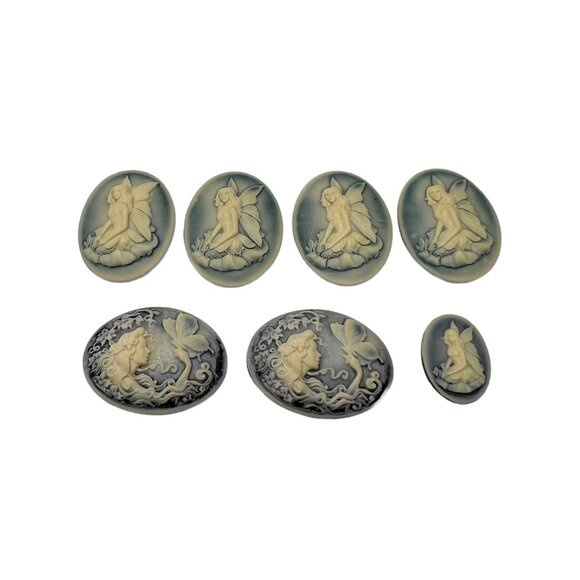 7 Cabochons Fairy Butterfly Fantasy Acrylic Oval Jewelry Making Supplies - Picture 2 of 7